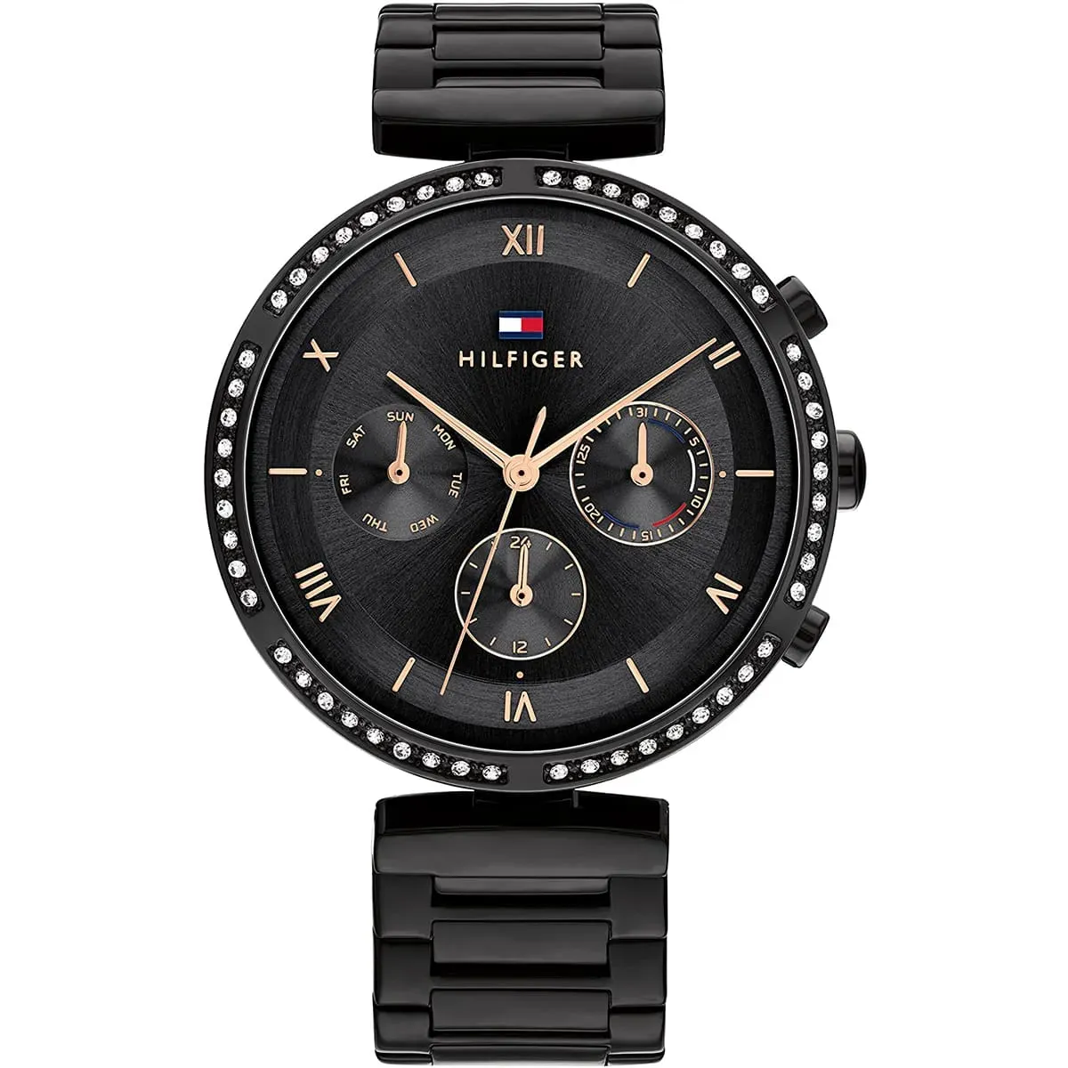 imgi_16_1782390-tommy-hilfiger-watch-women-crystals-black-dial-metal-stainless-steel-strap-quartz-battery-analog-luna ساعة تومي هيلفيغر للنساء 1782390 - الصورة 1