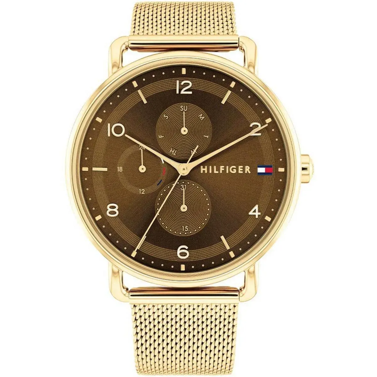 imgi_16_1782663-tommy-hilfiger-watch-women-brown-dial-mesh-metal-stainless-steel-gold-strap-quartz-battery-analog-lily ساعة تومي هيلفيغر للنساء 1782663 - الصورة 1