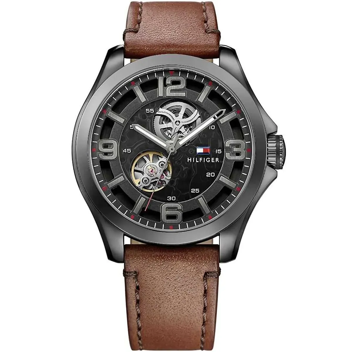 imgi_16_1791280-tommy-hilfiger-watch-men-black-dial-leather-brown-strap-automatic-analog-three-hand-bruce ساعة تومي هيلفيغر للرجال 1791280 - الصورة 1