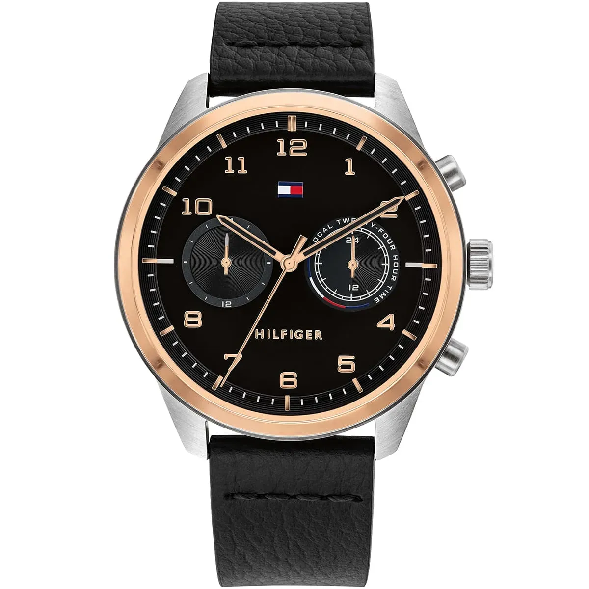 imgi_16_1791786-tommy-hilfiger-watch-dual-time-men-black-dial-leather-strap-quartz-battery-analog-patrick ساعة تومي هيلفيغر للرجال 1791786 - الصورة 1