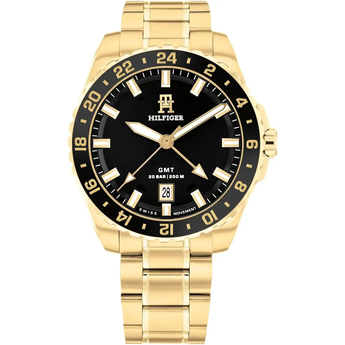 imgi_16_1792133-tommy-hilfiger-watch-20bar-200m-men-black-dial-metal-stainless-steel-gold-strap-quartz-analog-th85 ساعة تومي هيلفيغر للرجال 1792133 - الصورة 1