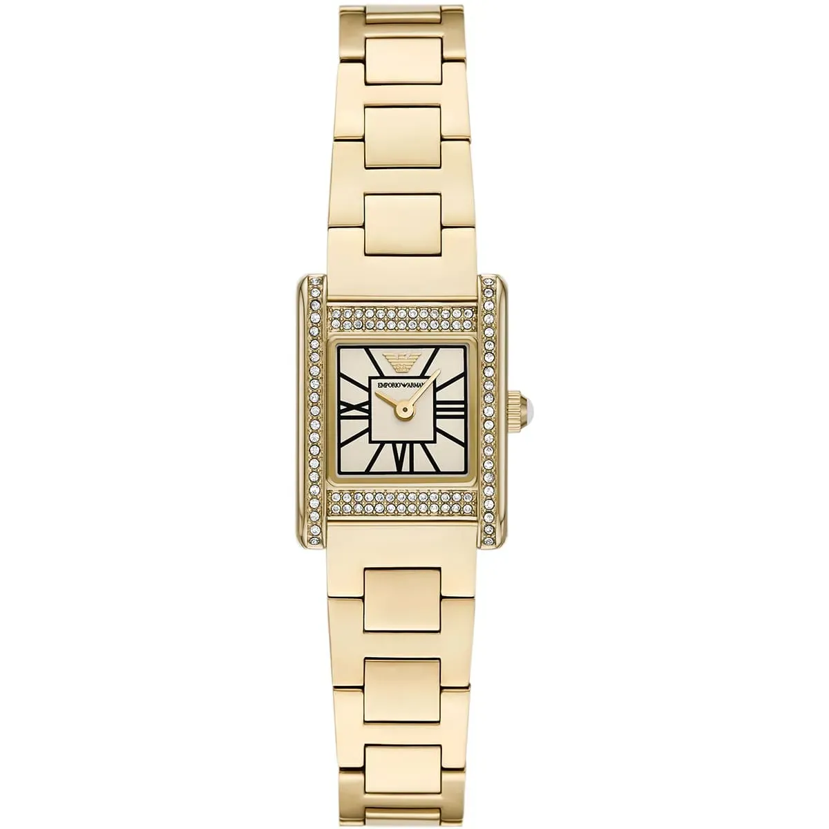 imgi_16_ar11663-emporio-armani-watch-women-crystals-white-square-dial-metal-stainless-steel-gold-strap-quartz-analog-ganni ساعة امبوريو ارماني للنساء AR11663 - الصورة 1