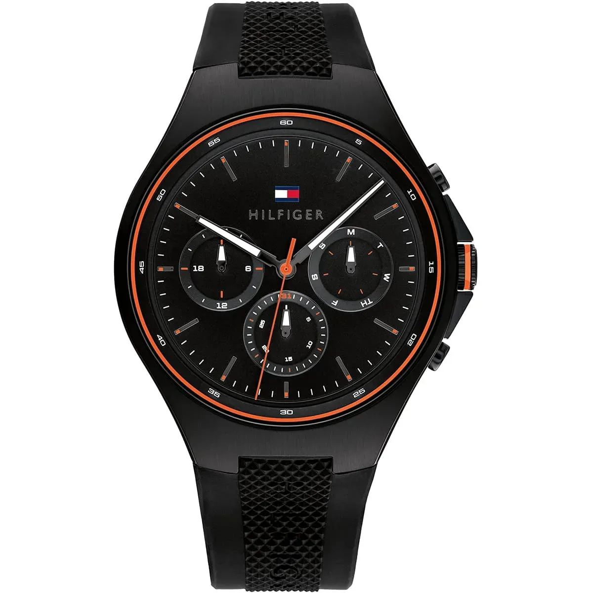 imgi_21_1792056-tommy-hilfiger-watch-men-black-dial-rubber-strap-quartz-battery-analog-justin ساعة تومي هيلفيغر للرجال 1792056 - الصورة 1