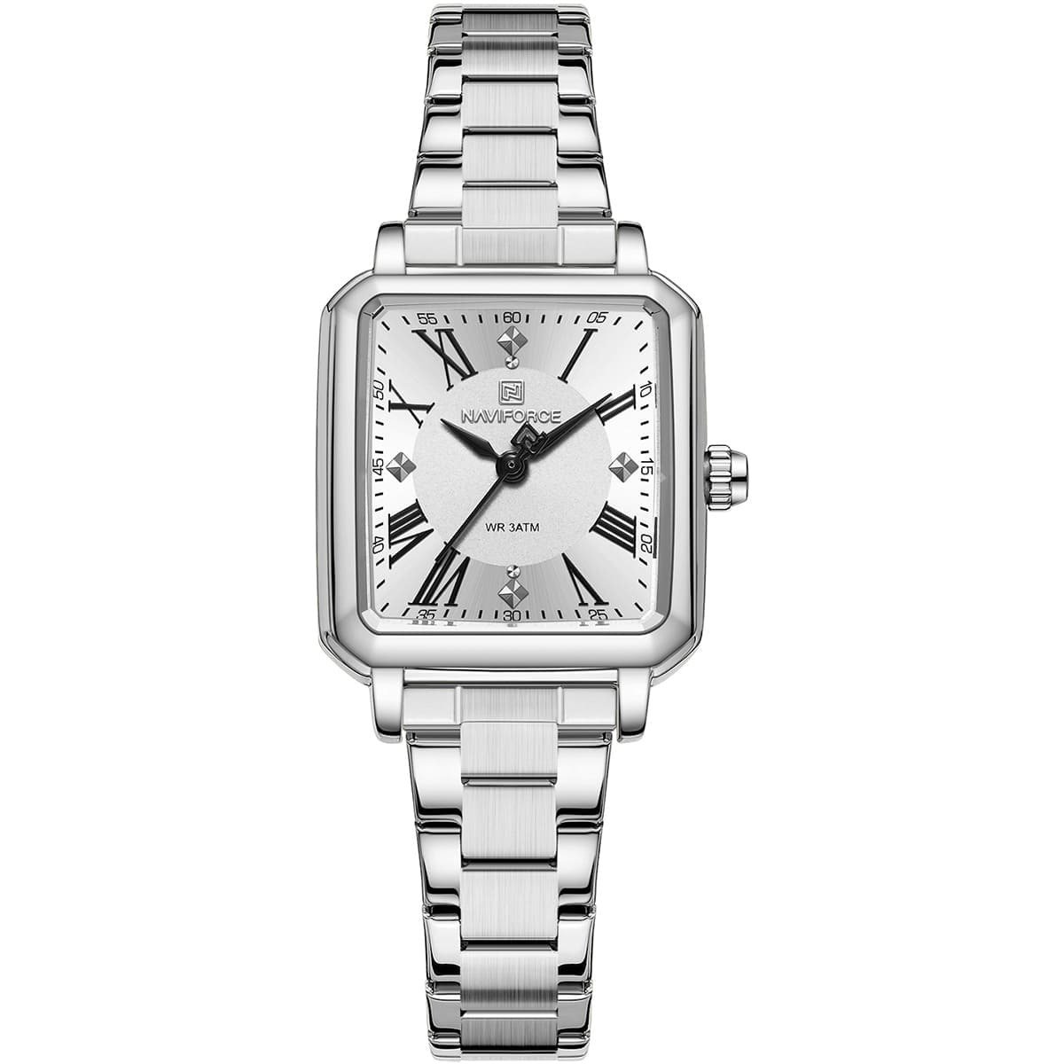 imgi_21_nf5065-s-w-naviforce-watch-wr-3atm-women-square-white-dial-metal-stainless-steel-silver-strap-quartz-battery-analog-three-hand-for-dream ساعة نافي فورس للنساء NF5065-S-W - الصورة 1
