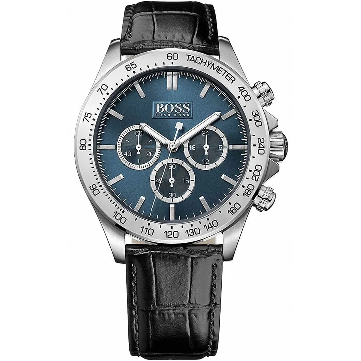 imgi_36_1513176-hugo-boss-watch-men-blue-dial-leather-black-strap-quartz-battery-analog-chronograph-ikon ساعة هوجو بوس للرجال 1513176 - الصورة 1