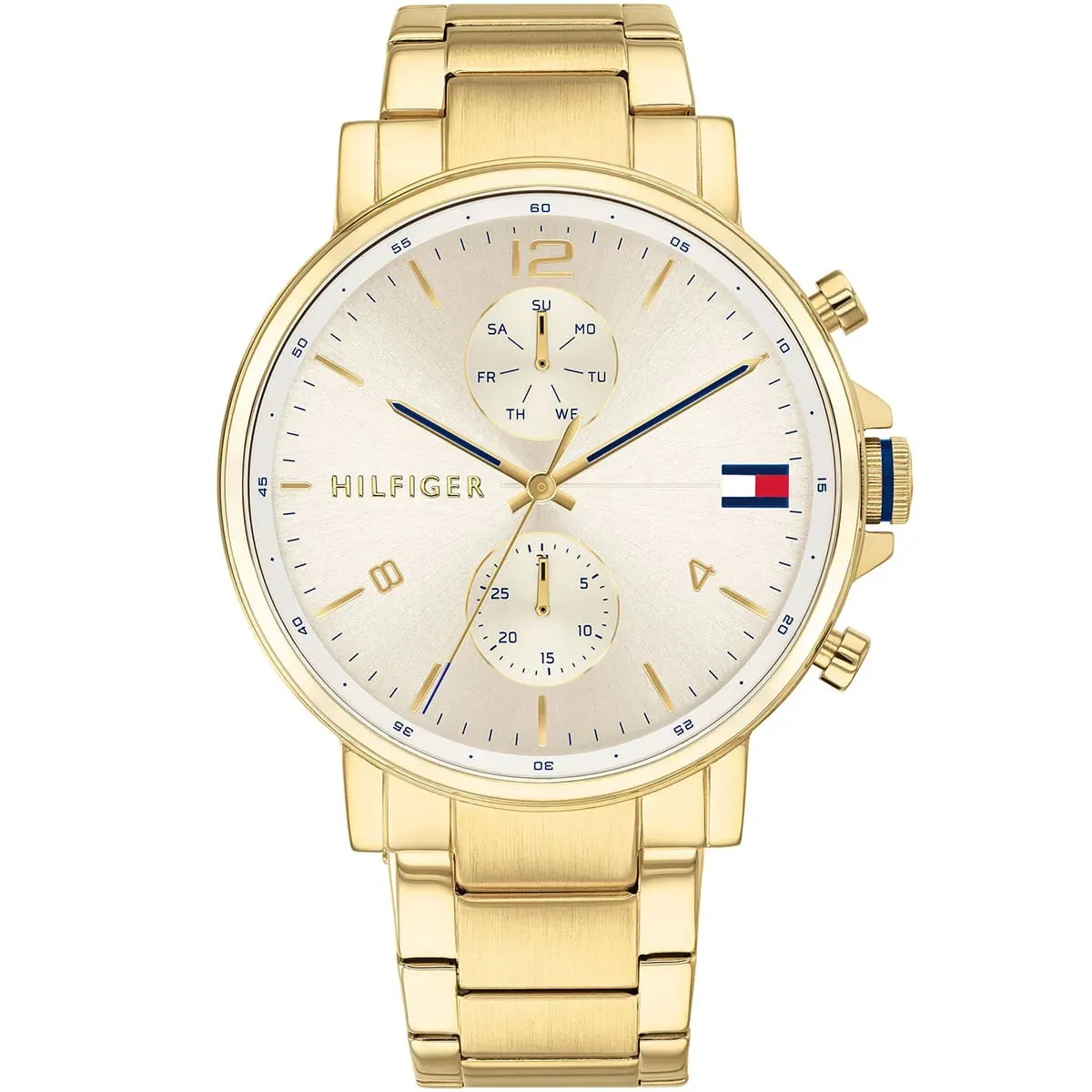 imgi_3_1710415-tommy-hilfiger-watch-men-gold-dial-metal-stainless-steel-golden-strap-quartz-battery-analog-three-hand-daniel ساعة تومي هيلفيغر للرجال 1710415 - الصورة 1