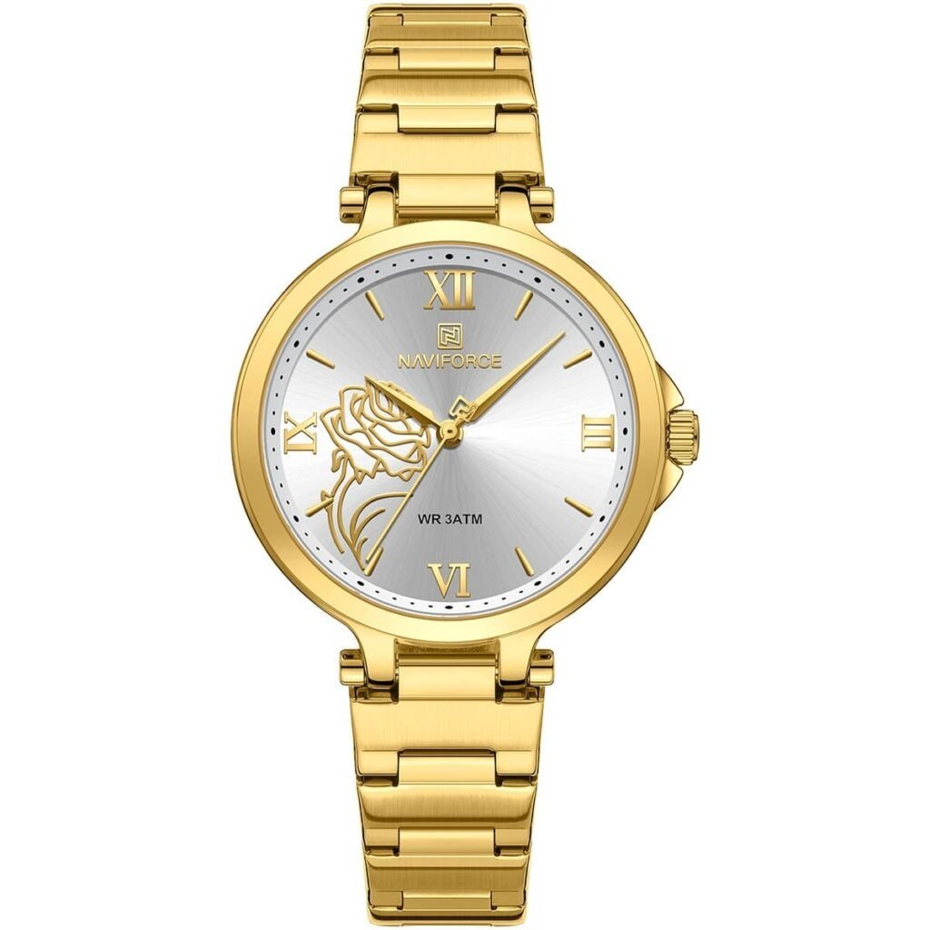 imgi_49_nf5060-g-w-naviforce-watch-wr-3atm-women-flower-white-dial-metal-stainless-steel-gold-strap-quartz-battery-analog-three-hand-for-dream-1024x1024 ساعة نافي فورس للنساء NF5060-G-W - الصورة 1